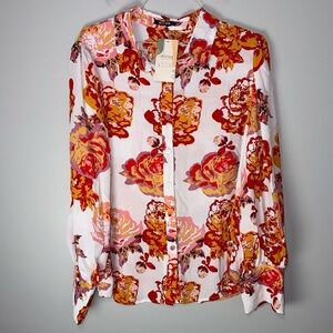 New BTFBM Floral XXL Blouse Top Red Orange